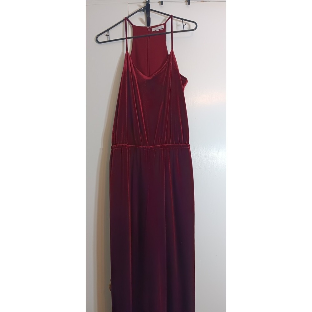 1. State Romper Womens Small Lined Burgundy Velvet Anthropologie Goth Fairy